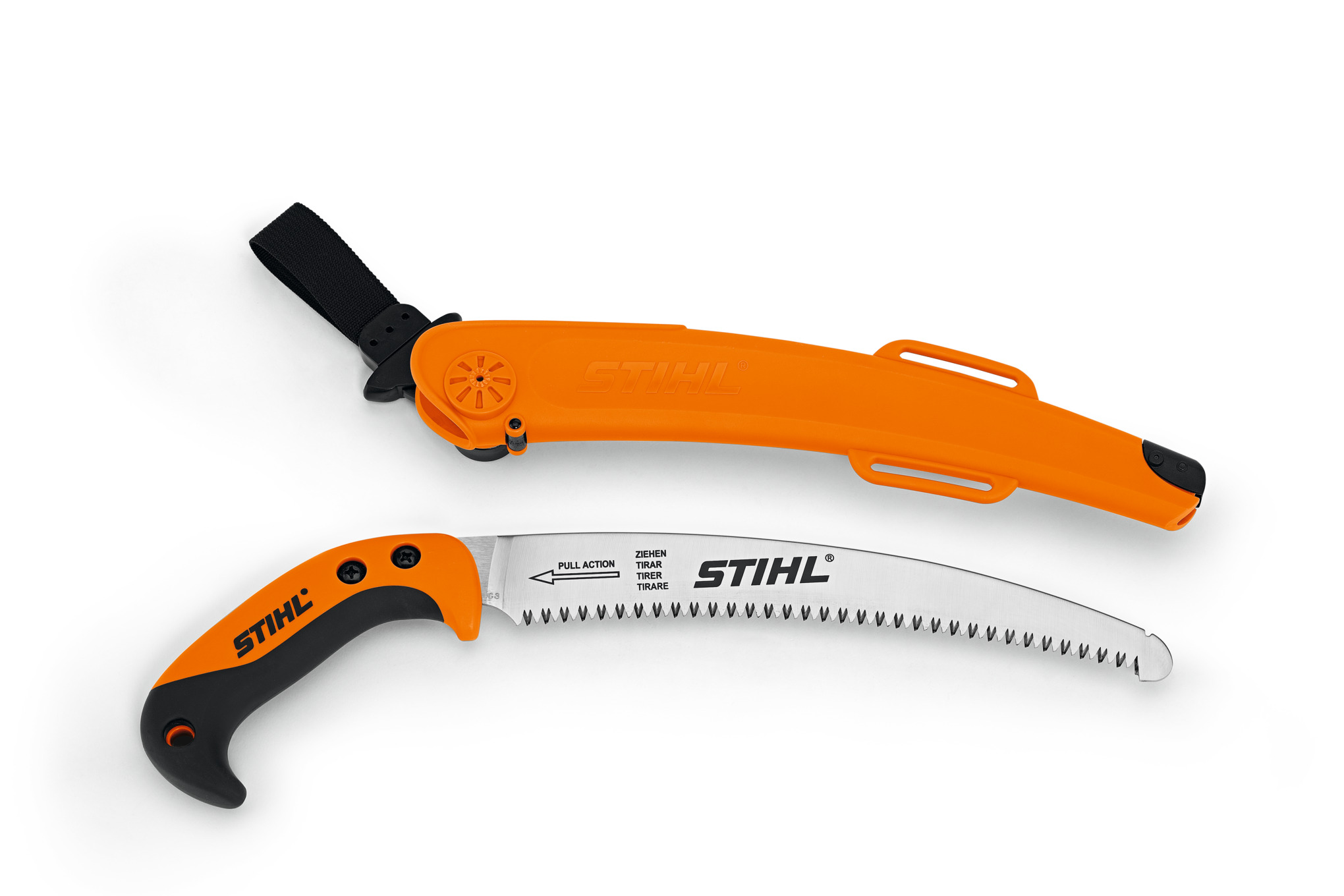 Pruning saws with a curved saw blade